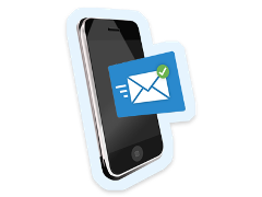 Contact us A mobile phone with an envelope symbol on it