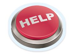 Help and advice A large red button with the word help on it