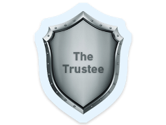 The Trustee A grey shield with the words The Trustee on it