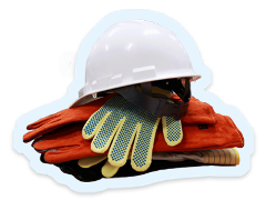 Working A pile of work gloves and a hard hat