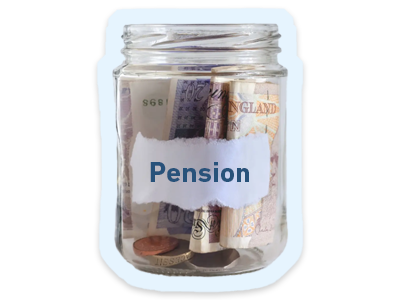Your pension A jar of money with the word pension on it